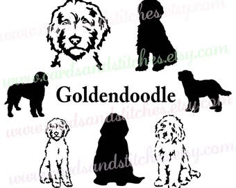 Goldendoodle SVG - Dog Silhouettes - Dogs SVG - Digital Cutting File - Vector Cut - Cricut Cut - Instant Download - Svg, Dxf, Jpg, Eps, Png