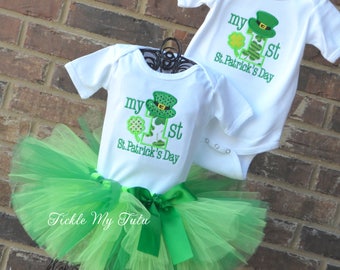 Paddys Day Party Girl Kit Green Tutu Mini Hat and Specs main image 1
