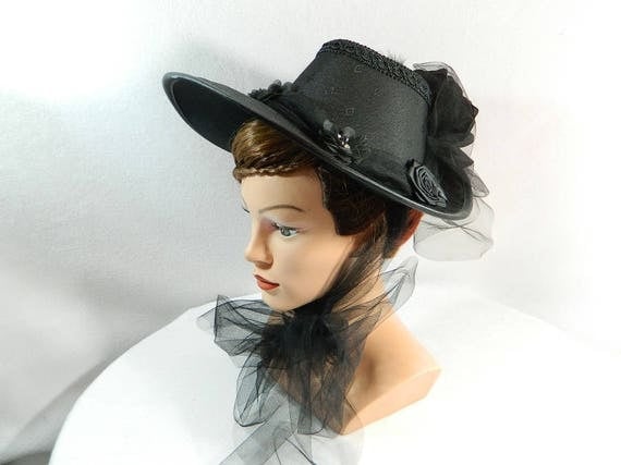 victorian Minihat Summerhat black Steampunk baroque rococo civil war ladies hat Elizabethan Edwardian Reanactment Ren Faire by Nashimiron steampunk buy now online