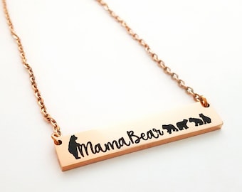 Mama Bear Necklace - New Mom Gift - Mom Jewelry - Mom Necklace - Mama Bear Bar Necklace - Custom Necklace - Mother Gift - Mother Jewelry