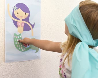 INSTANT DOWNLOAD - Pin the Tail on the Mermaid, Mermaid Party Games, Mermaid Birthday
