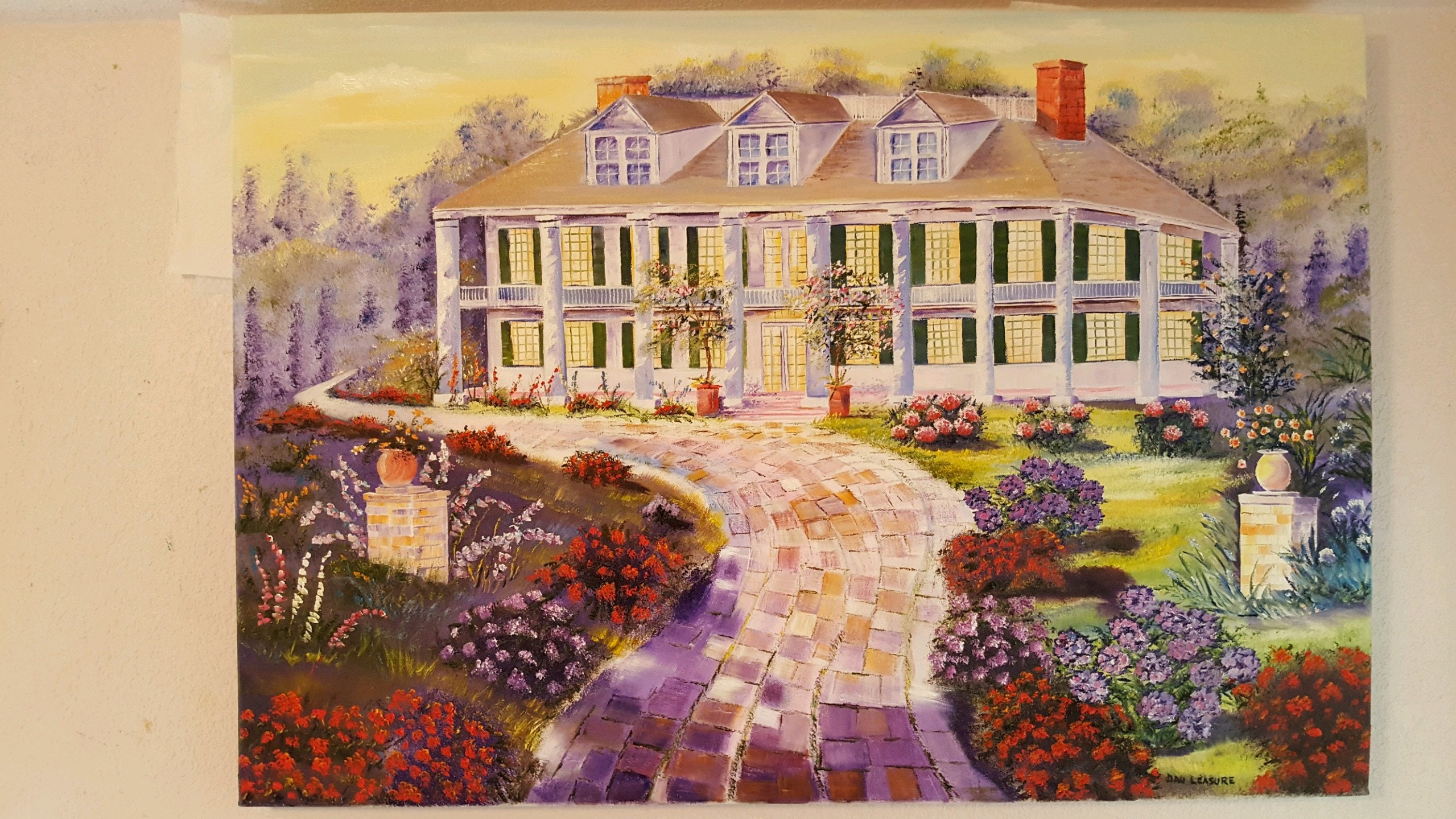 Beautiful Mansion Grand Estate Home Portrait Oil Dan