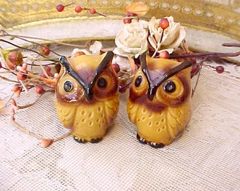 Cute LIttle Pair of Vintage Owl Salt and Pepper Shakers