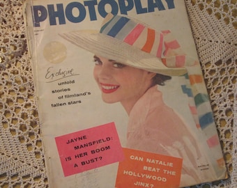 Vintage Photoplay Magazine, August 1957, Natalie Wood , Jayne Mansfield