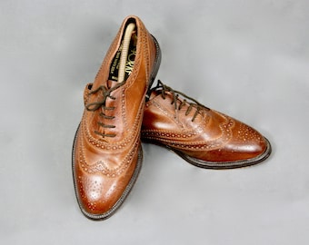 RICHARD YORKE England Vintage 1970s Real Leather Men's Oxford Brogues Lace Up Tie Shoes Size 9UK