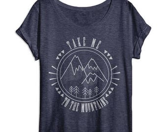 4th of July SALE Womens Shirt - Take Me To The Mountains - Outdoors Shirt - Hiking - Camping Shirt - Vintage Clothing - Nature - Ladies