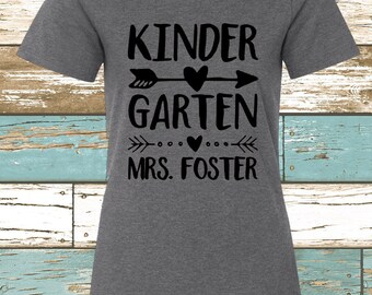 Personalized Kindergarten Teacher Shirt Graphic Tee