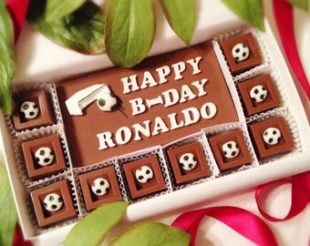 Soccer Lovers Chocolate Gift - Personalized Soccer Chocolate Squares - Unique Gift for Him - Birthday Gift