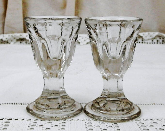 2 Antique French Deceptive Firing Glasses, French Shot Toasting Stem Glass from France, Bistro Man Cave Barware Decor, French Drinking