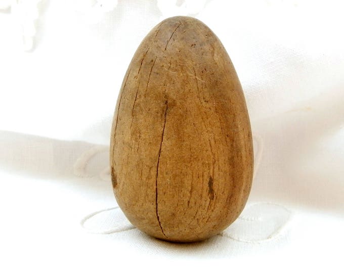 Antique Wooden Treen Darnning Egg From France, French Egg Shaped Mending Tool Made of Solid Wood. Vintage Craft Tools and Supplies, Home