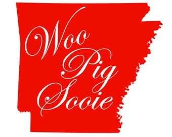 Woo Pig Sooie, State Silhouette, Arkansas Razorback SVG PNG DXF Cutting Machine File, Silhouette File, Cricut File, Tshirt Design