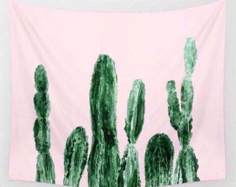 Pink Cactus Wall Tapestry, light pink tapestry, pink cactus tapestry, blush pink tapestry, cactus wall tapestry, pink wall tapestry