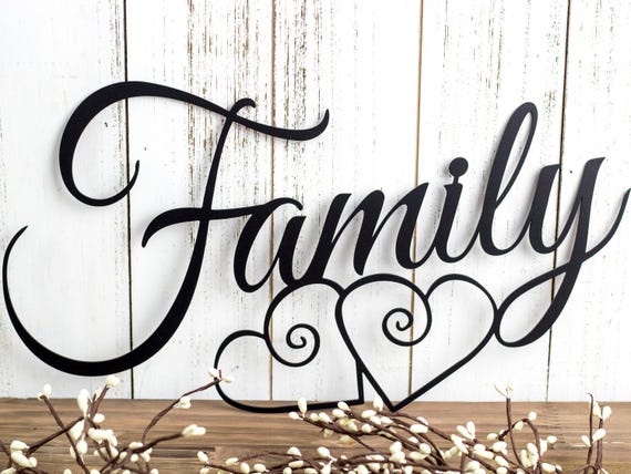 Family Metal Wall Art Hearts Family Sign Metal Sign