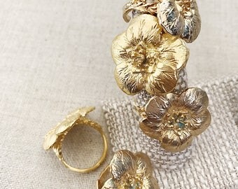 Camellia ring Chanel Inspired Ring Gold ring Adjustable gold ring