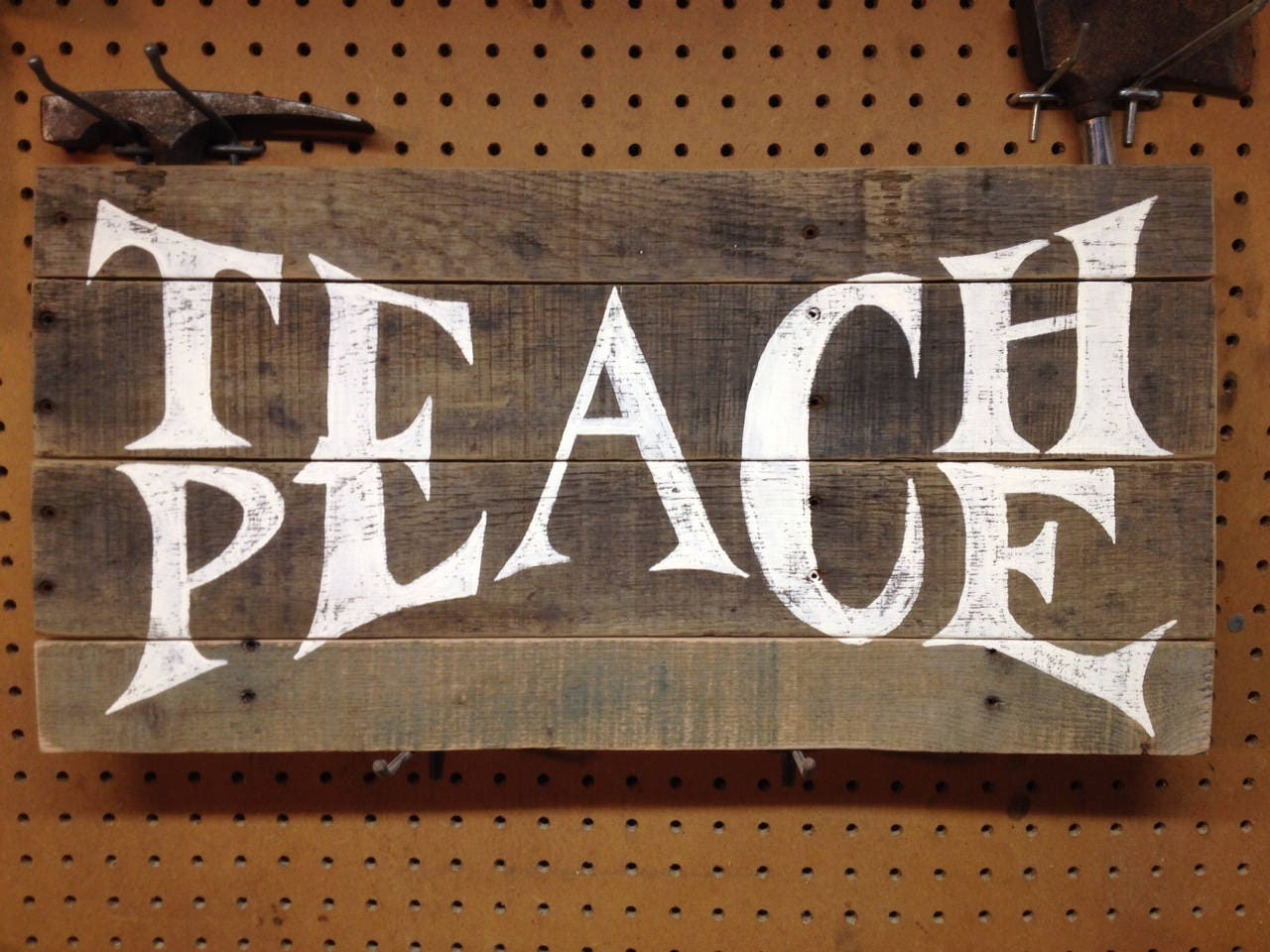 Teach Peace Reclaimed Wood Sign
