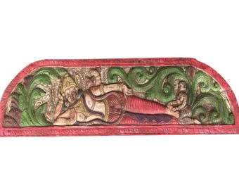 Antique Vintage Headboard Vishnu Sheer Sagar Blissful Posture Zen Altar, YOGA, Meditation Decor FREE SHIP