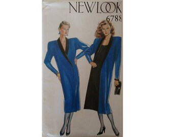 UNCUT New Look #6788 Shawl Collar Tuxedo Duster Coat Jacket Dress Sewing Pattern 6 Sizes UK 8 10 12 14 16 18 Bust 31.5" 32.5" 34" 36" 38" 40