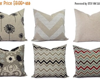 15% OFF SALE Burlap Pillows - Brown Decorative Pillow Cover - Black Pillow Cover - Brown Euro Sham - Brown Lumbar Pillow - Couch Pillow - Ru