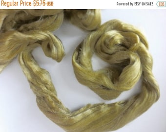 SALE 1 oz Tussah Silk Roving , Luxury fiber for spinner and felters. color Sage