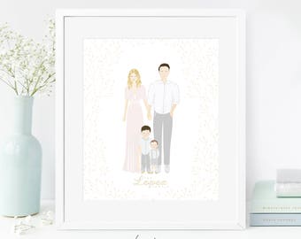 Custom portrait illustration couple personalized sketch wedding anniversary, couple drawing illustration, printable print wall art digital