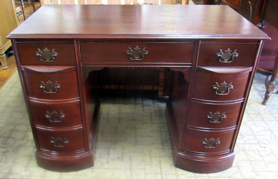 Mahogany Federal Desk nine drawers