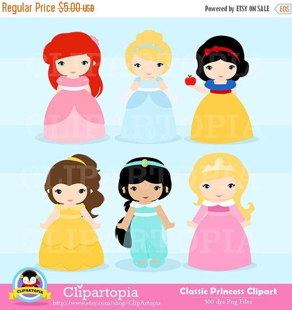 50% OFF SALE Clasicc Princess Digital Clipart: "PRINCESS" Princess clip art, Princess Clipart for Personal and Commercial Use / Instant Dow Il_570xn