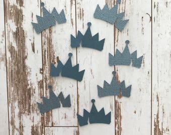 50 pcs Descendants 2 Movie - Die Cut/Party/Decorations/Embellishment/Table Scatter/Cupcake Topper - Metallic Blue Evie Crown