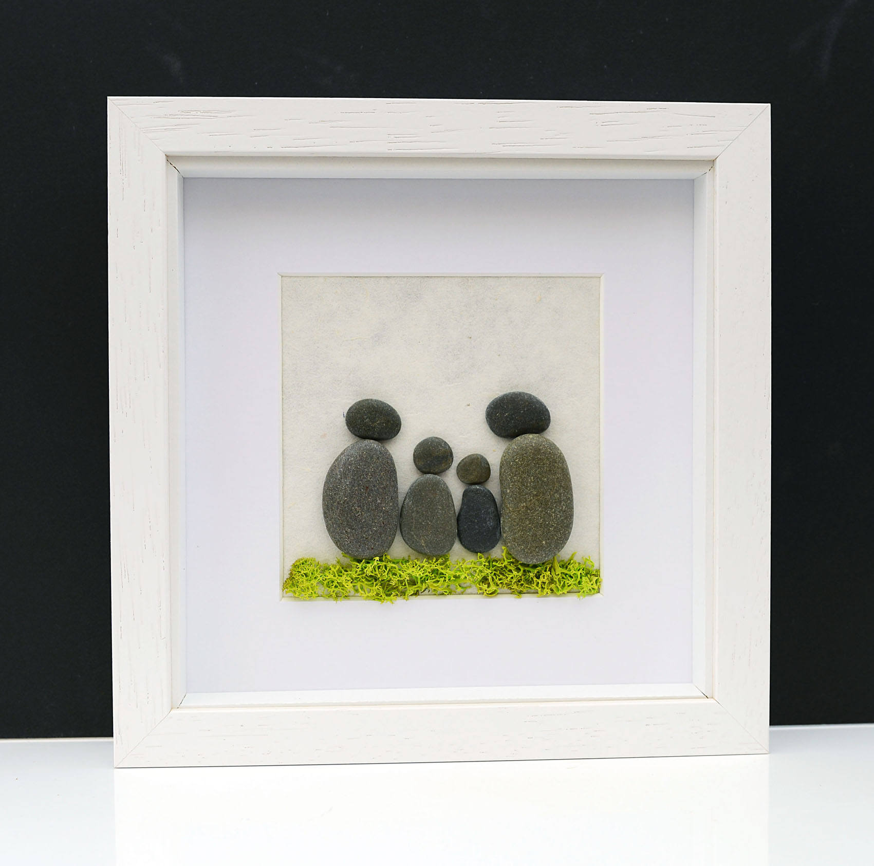 Framed Pebble Art Pebble Family Stone People Stone