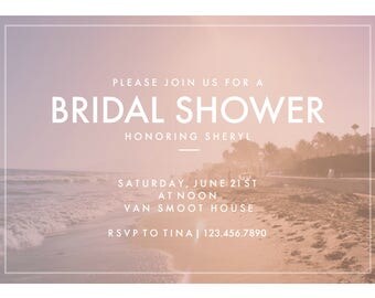 Beach Ocean Tropical Destination Bridal Shower Invitation