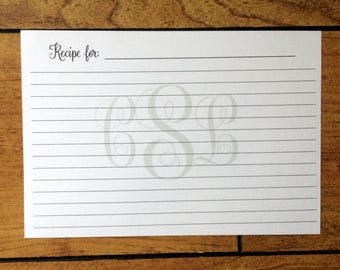 Recipe cards, Monogrammed recipe cards, Custom Recipe cards, Recipe dividers, Recipe tabs, Recipe tab dividers