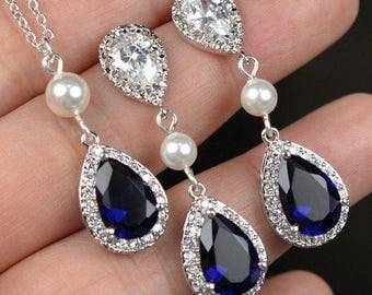 Pearl Crystal Bridal Necklace wedding necklace Pendant Bridesmaids necklace Bridesmaid Gift Bridesmaid Jewelry Set Bridesmaid Earrings