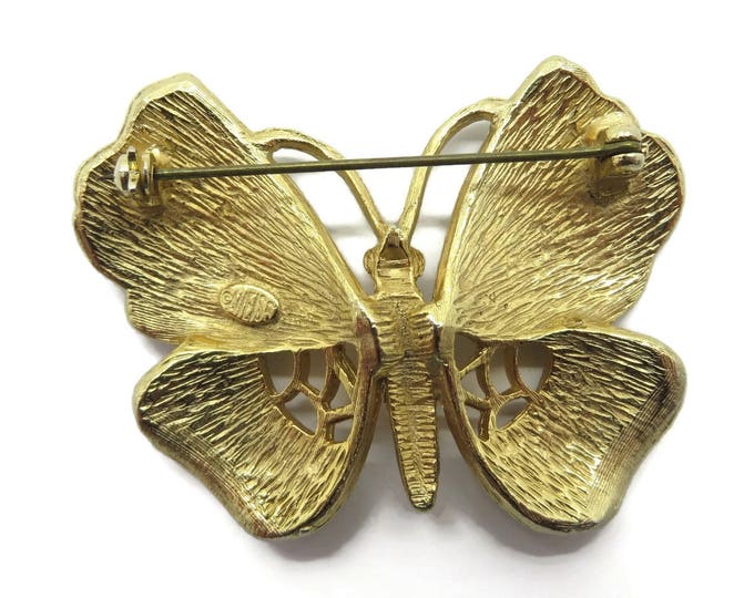 Vintage Brooch - Weiss Butterfly Brooch, Enamel Butterfly Pin, Rhinestone Butterfly Brooch, Blue and Green Pin, FREE SHIPPING