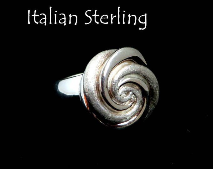 Sterling Silver Ring, Italian Silver Ring, Chunky Silver Swirl Ring, Signed ITAOR Italy, Statement Ring, Size 5