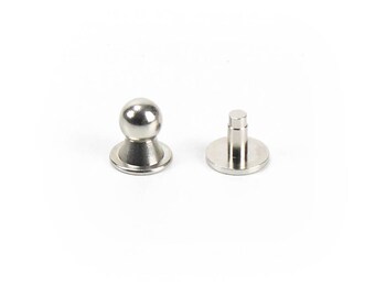 8mm Button Stud - Nickle Plated Sam Browne Rivet Back Studs - Perfect for DIY Projects and Leathercraft Projects