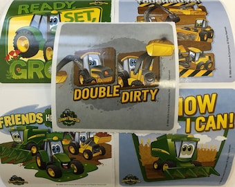 FREE SHIP- 15 John Deere Tractor Stickers Party Favors Envelope Invitation Seals - Farm Barnyard Party