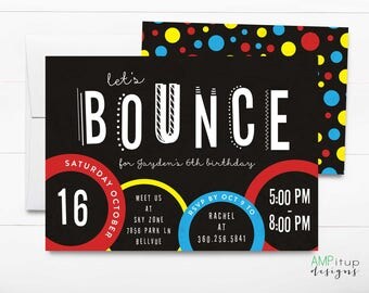 Trampoline Party Invitation - Let's Bounce Birthday Invitation - Trampoline Birthday Party - Jump Birthday - Printable Birthday Party Invite