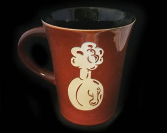 FAN ART Plumbus Inspired Design Custom Etched Mug Ceramic Brown Coffee Tea Cup Rick and Morty Coffee Tea Cup