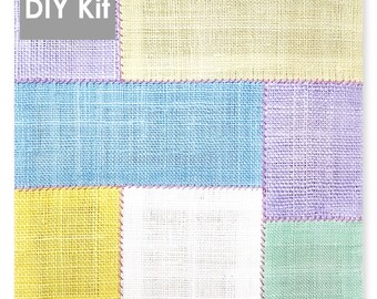DIY Kit : 2 Korean Traditional Ramie Fabric Patchwork Tea Coaster Tea Mat