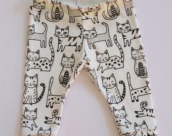 organic baby leggings . cat leggings . organic toddler leggings . baby leggings in kitty print . organic baby clothing . unisex pants