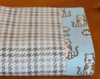 Tiger Baby Blanket, Personalized Baby Blanket, Cotton Flannel Receiving Blanket, Baby Boy Swaddle, Personalized Baby Blanket, Tiger Nursery