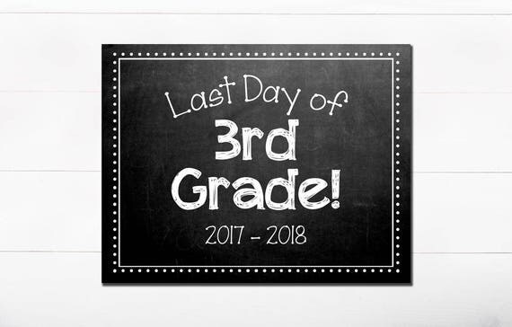 Last Day of School Chalkboard Sign / 3rd Grade / Last Day of