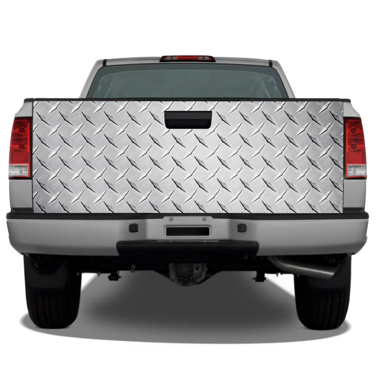 Diamond Plate Silver Truck Tailgate Wrap Vinyl Graphic Decal