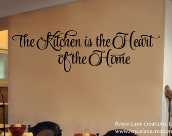 Kitchen Wall Decal- The Kitchen is the Heart of the Home Kitchen Decal- Kitchen Decor Kitchen Wall Decor-Kitchen Wall Decor