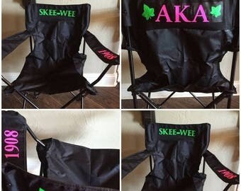 ON SALE AKA Tailgating Chair / Alpha Kappa Alpha chairs/ 1908/ Pink and Green/ Custom Aka