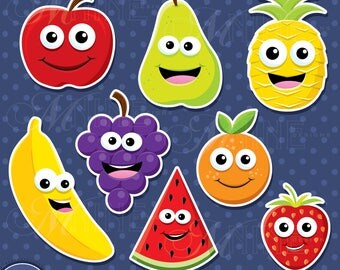 Happy fruit clipart | Etsy