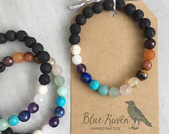 NEW Skinny / Chakra Essential Oil Diffuser Bracelet / Aromatherapy Bracelet / Essential Oil Bracelet / STRETCH