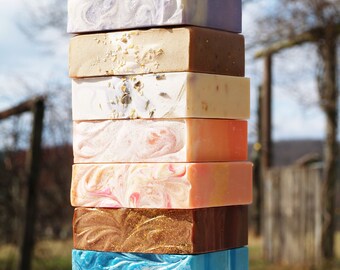 Homemade Fresh Goat's Milk Soap You Choose Scents and Number! Fresh Goat Milk + Artisan Soaps + Soap Favors + Cold Processed + Soap Sampler