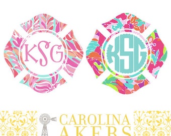 Maltese Cross Monogram Decal - Maltese Cross - Firefighter Wife Decal - Firefighter Wife - Firefighter Decal - Yeti Decal - Car Decal