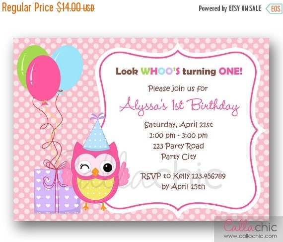 Owl 1st Birthday Invitation PRINTABLE Girl / Boy 1st