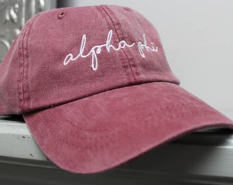 Alpha Phi Hat Embroidered in White Script